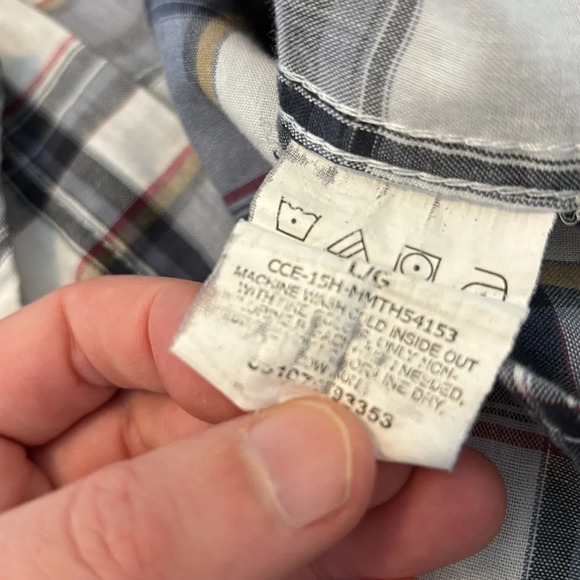 Wrangler men’s western blue and white plaid pearl snap shirt size large - Picture 8 of 8